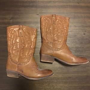 Faux Leather Cowboy Boots